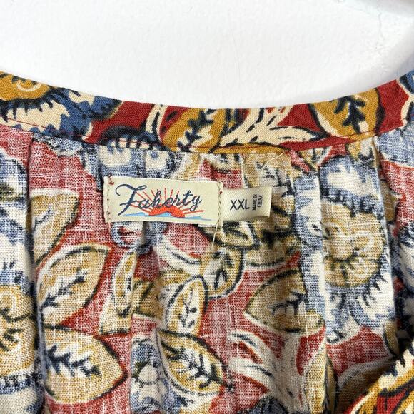Faherty Carmel Linen Blend Belted Midi Dress Red Desert Bloom Flowy Classic XXL - Picture 15 of 17